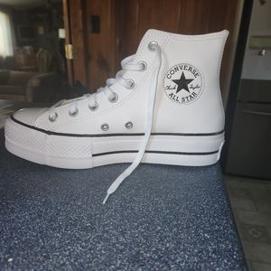 Womens white platform converse size 7